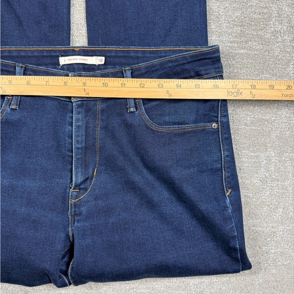Levis Mid Rise Blue Skinny Jean Stretch Womens Size 12 - Picture 4 of 7